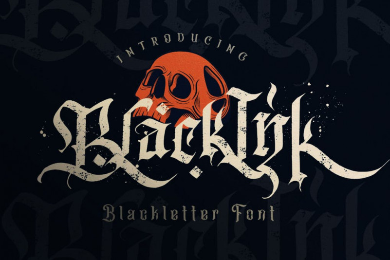 Blackink哥特复古纹身logo英文字体下载-topimage